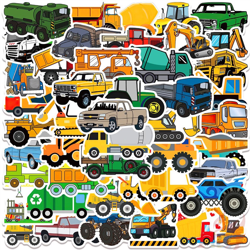 Vehicle Series 02 Cars Bus Truck Stickers 50Pcs/Set DIY Fashion Luggage ...