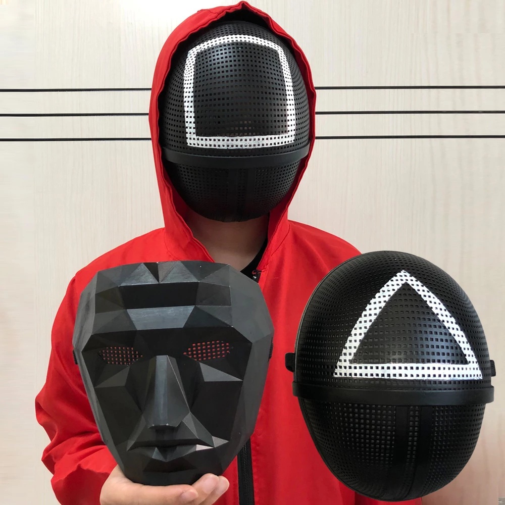 TV Squid Game Black Mask Cosplay Round Square Circle Triangle Plastic ...