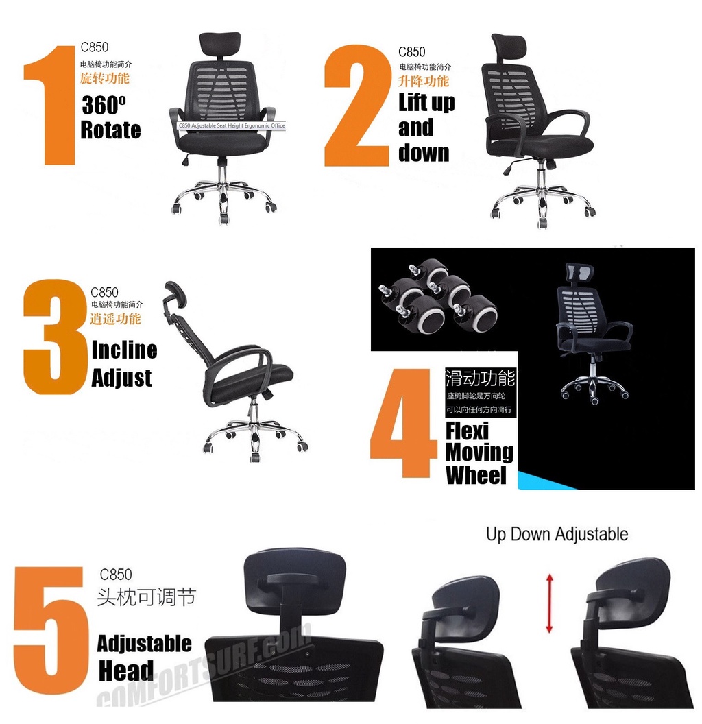 🔥🔥 C808 / C850 Adjustable Ergonomic Office Home Large Classy Swivel ...
