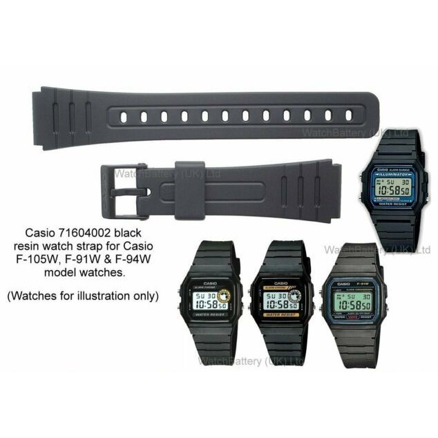 Watch Band Replacement Strap For Casio F 91W 18mm Black Resin Plastic Wrist Watchstrap with Pins Shopee Malaysia
