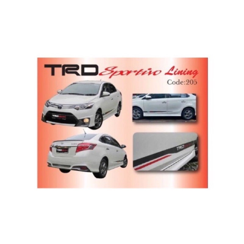 Toyota Vios 2014 TRD Sportivo Car Body Sticker Decorative OEM Style ...