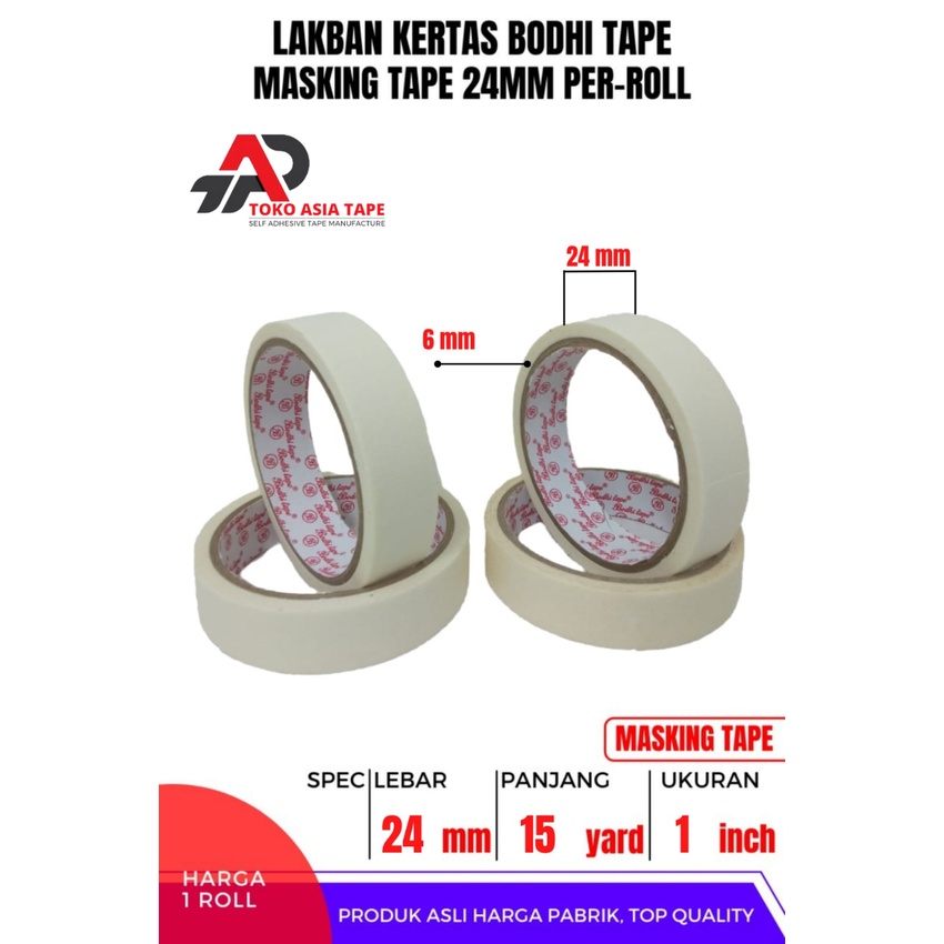 Masking TAPE/Paper Duct TAPE 24MM X 15YARD BODHI TAPE 1roll Price