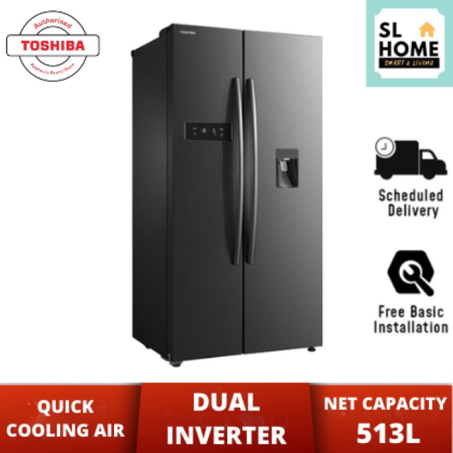 Toshiba Side By Side Door Inverter Refrigerator (591L) GRRS682WEPMY