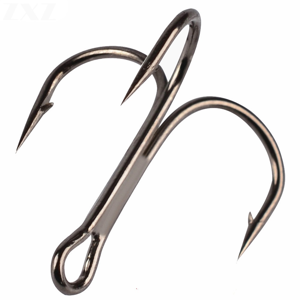9KM 20Pcs 4X Strong Black Treble Hooks High Carbon Steel Saltwater Freshwater