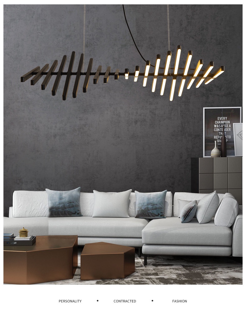 Modern New LED LOFT Piano Wave Pendant Lights Fishbone Designer Ceiling ...