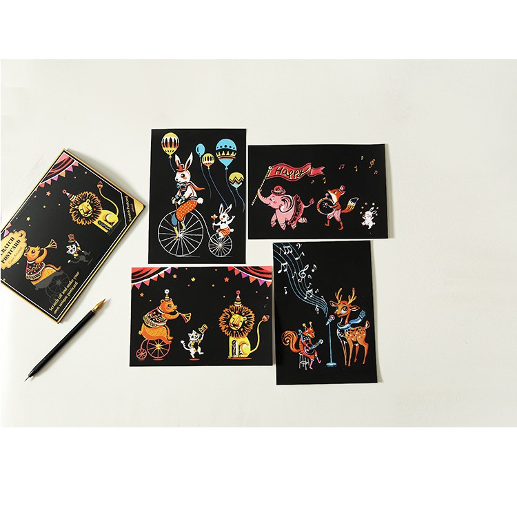 1Set Magic Rainbow Color Scratch Art Painting Paper Card Kit