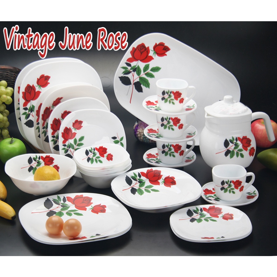 28 PC LARGE SIZE FRENCH OPAL DINNER SET JUNE ROSE SE17285 Shopee Malaysia