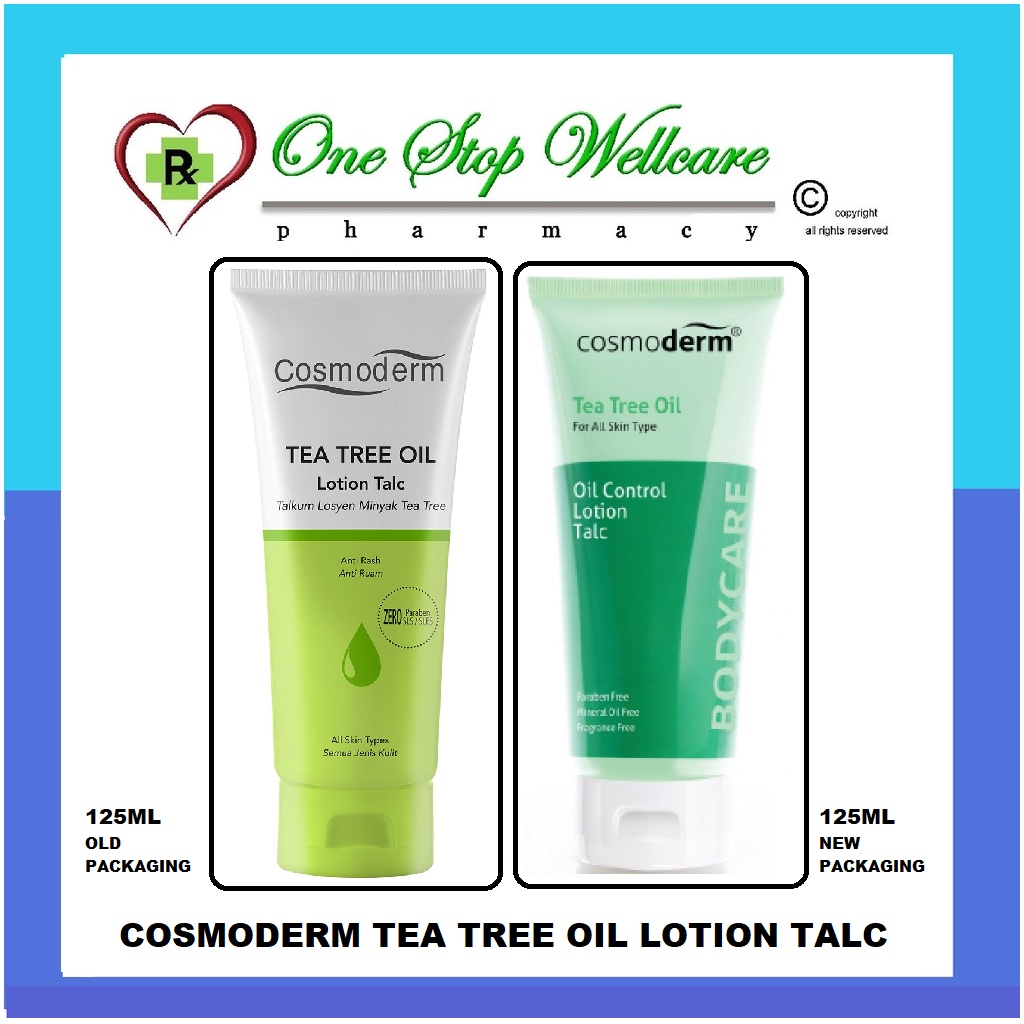 Cosmoderm Tea Tree Oil Lotion Talc Old New 125ml Shopee Malaysia 1500