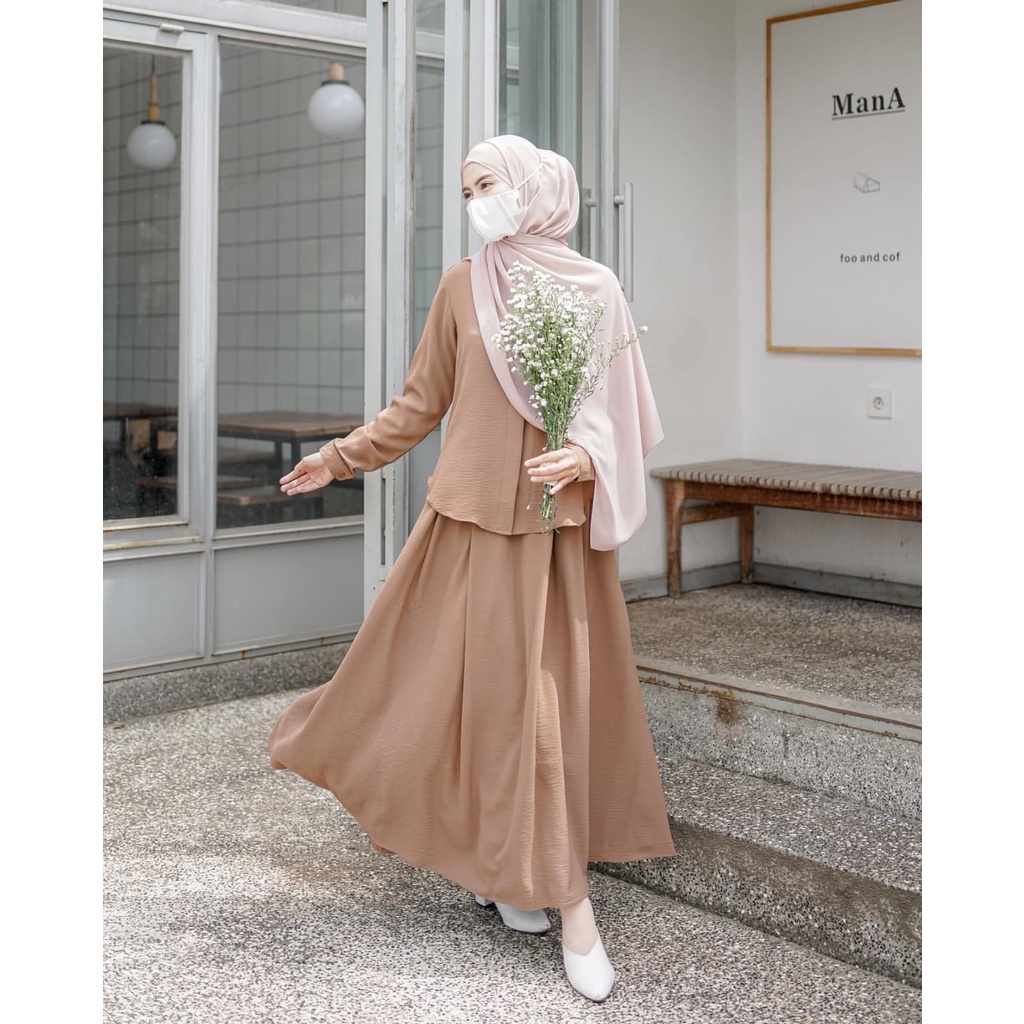 (MSB) One SET KIANI FLARE SKIRT DAILY Overal SKIRT SET ...