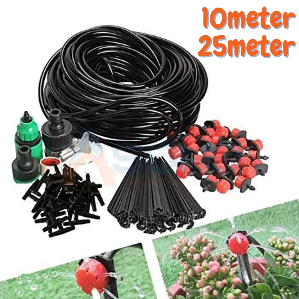 10M 25M DIY Garden Micro Drip Irrigation System Plant Flower Watering ...