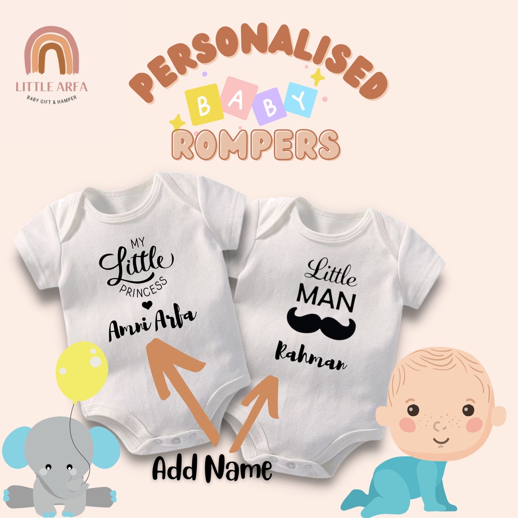 Custom Personalised Baby add Name Rompers Shopee Malaysia