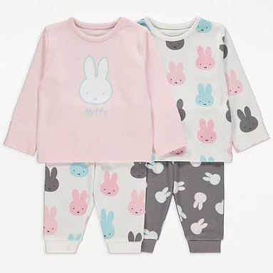 George UK Miffy Baby Girl Long Sleeve Cotton Pyjamas 2 Pairs | Shopee ...
