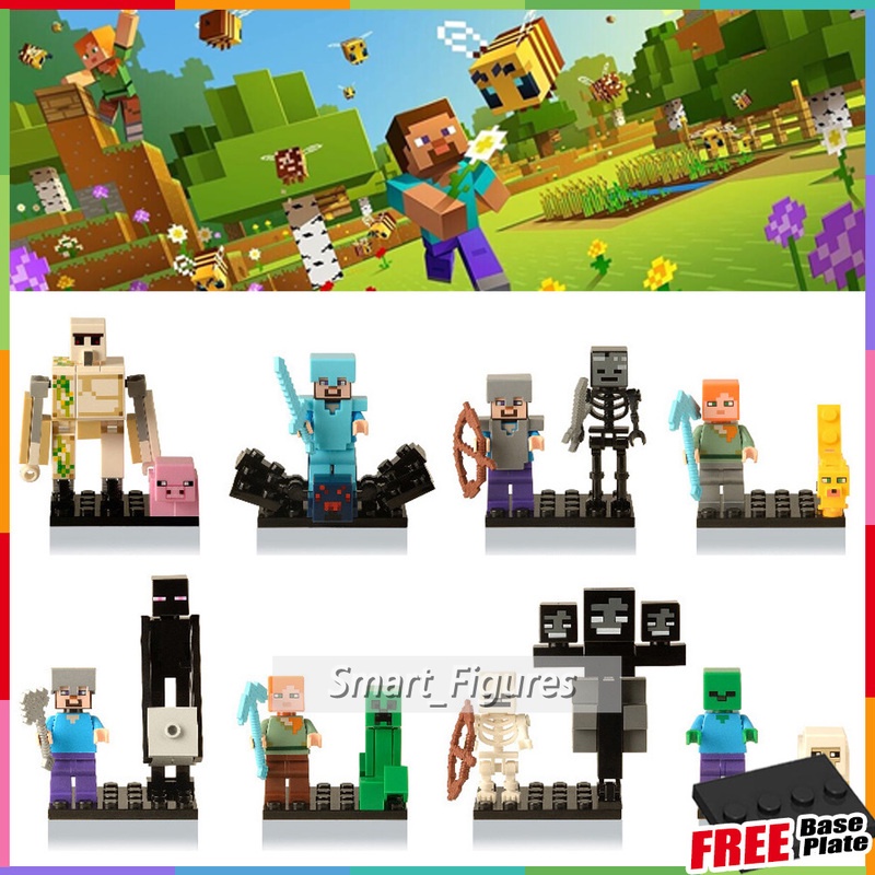 Minecraft Minifigures Iron Golem Steve Alex Skeleton Sheep Creeper ...