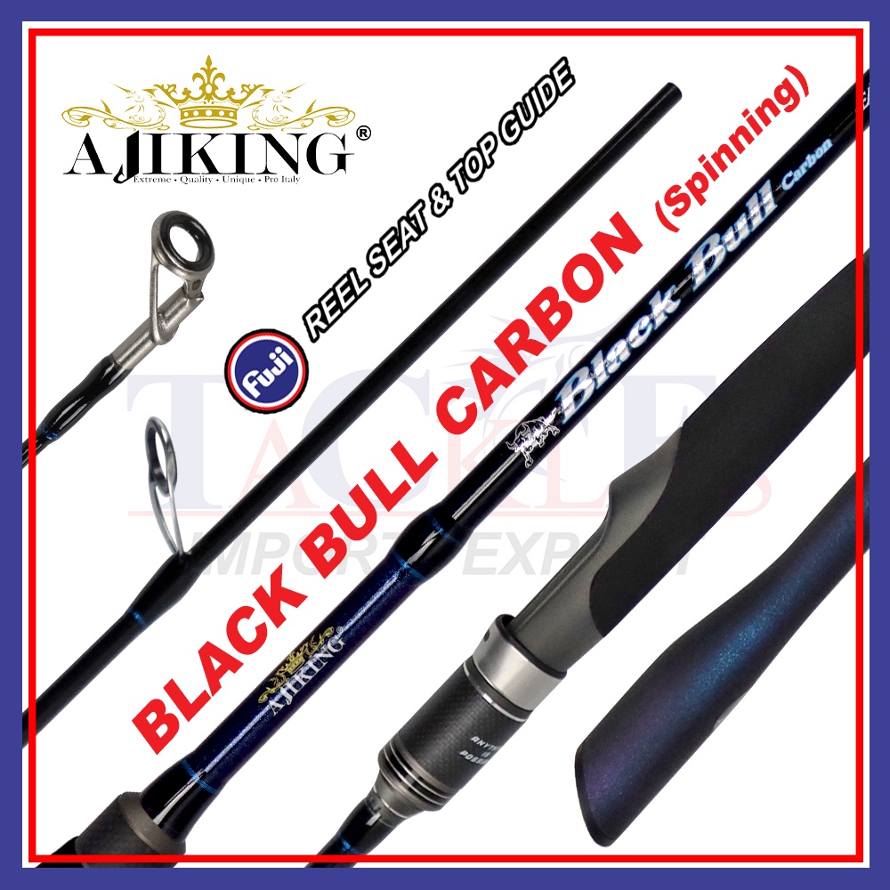 (Spinning) 5'6ft-8'0ft Ajiking Black bull Carbon Spinning Fishing Rod ...