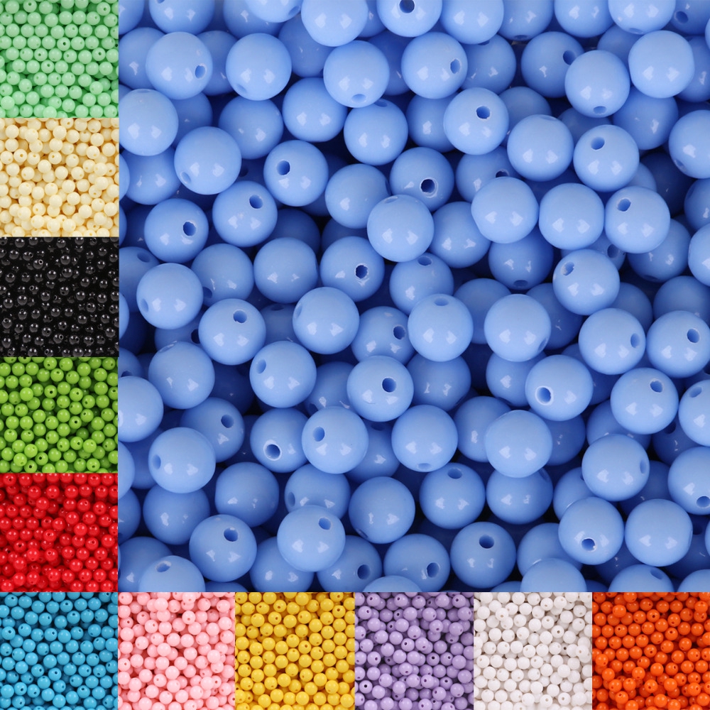 8mm 100PCs Multi-color Acrylic Beads Round Loose Spacer Beads For DIY ...
