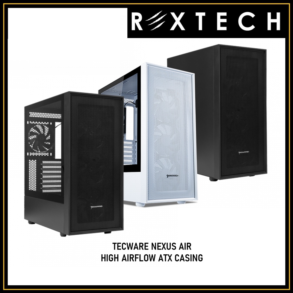 REXTECH TECWARE NEXUS AIR TG / STEEL ATX Gaming Case (Black / White ...