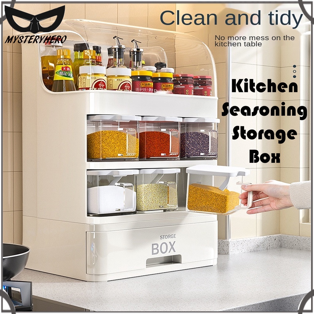 MysteryHero Oilproof Cover Seasoning Household Kitchen Storage Rack ...