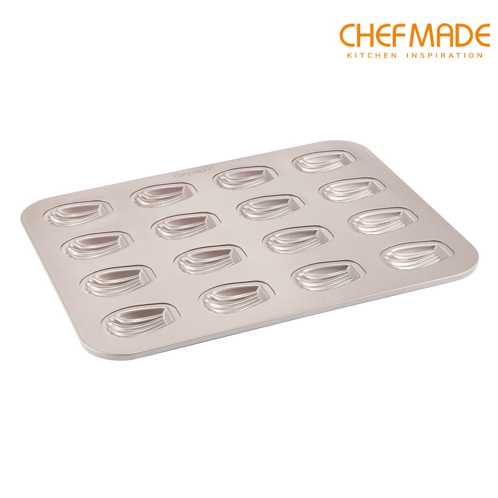 CHEFMADE Madeleine Cake Mold, 16Cavity NonStick Tiny Oval Madeline