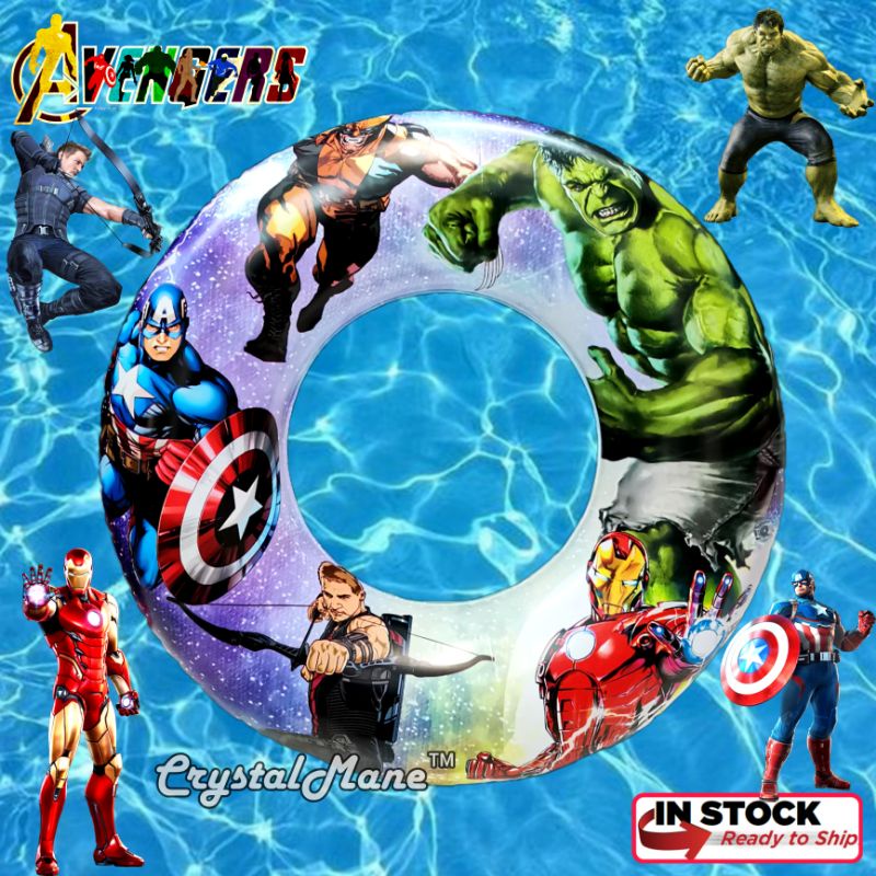 Inflatable MARVEL Avengers Design Float Swim Ring Kids Size.Pelampung ...
