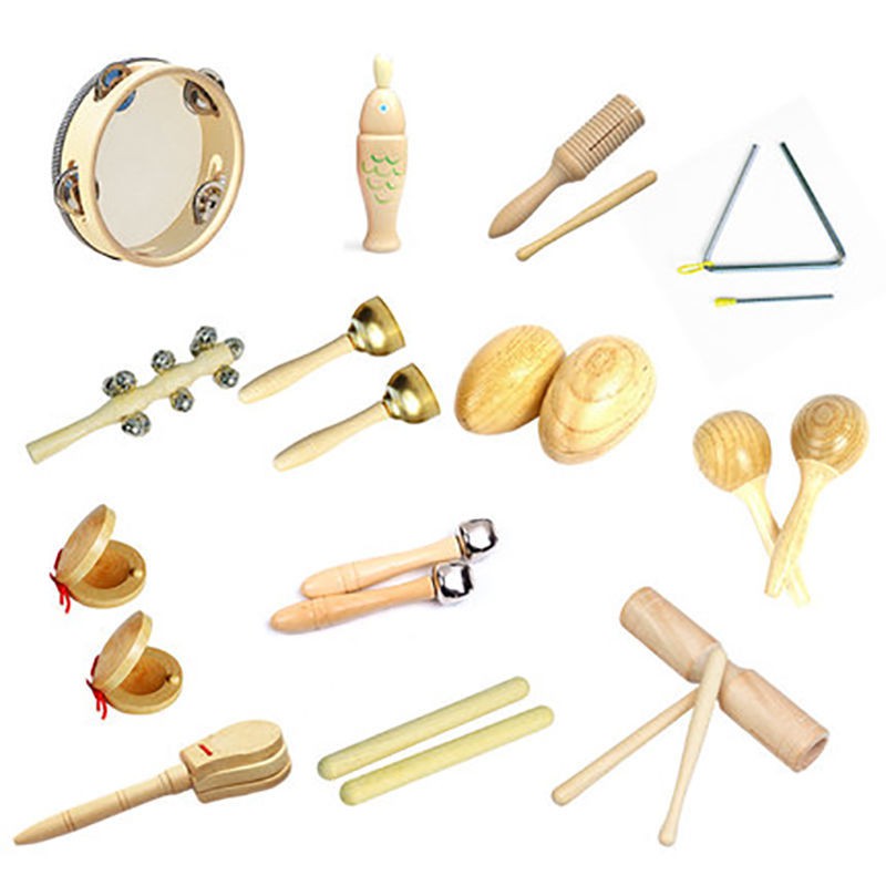 13pcs Children Hand Percussion Instruments Kit Portable Kids Music  Enlightenment Musical Instruments Set