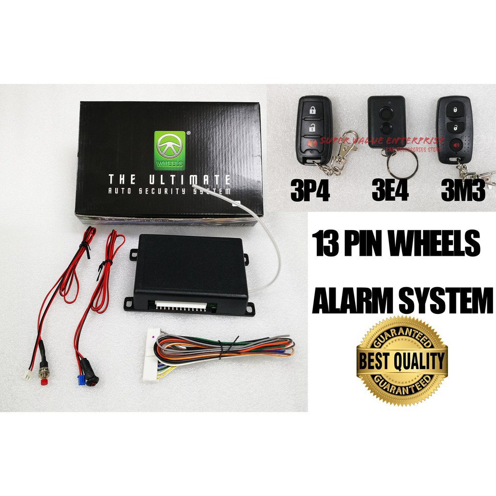 WHEELS 13Pin Alarm Vehicle Security System Alarm System 3 Model Remote