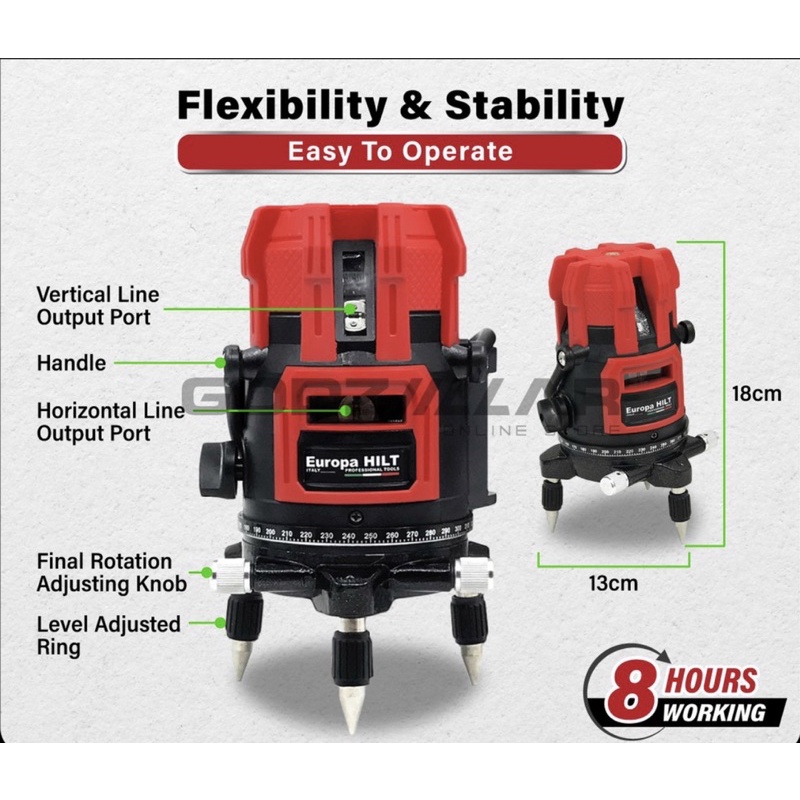 （Ready Stock）Europa Hilt Laser Level Machine ELM532G 5 Green Line