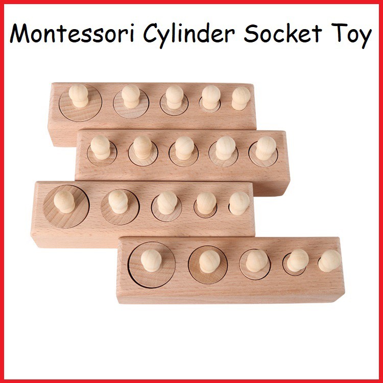 Montessori Wooden Cylinder Socket Early Childhood Development ...