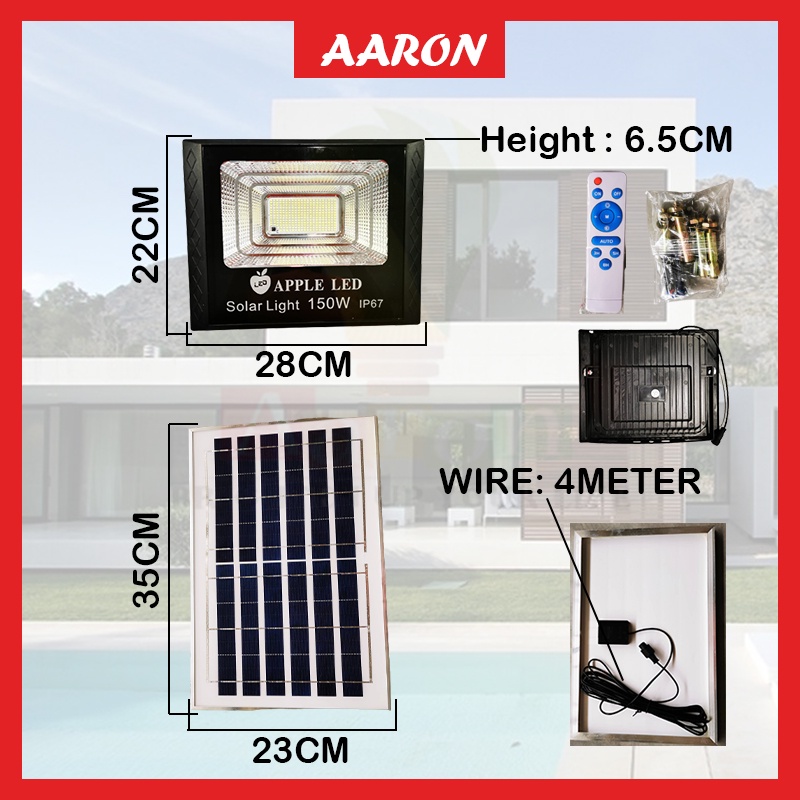 Solar Spotlight LED 150W IP67 Outdoor Lamp Waterproof With Remote ...