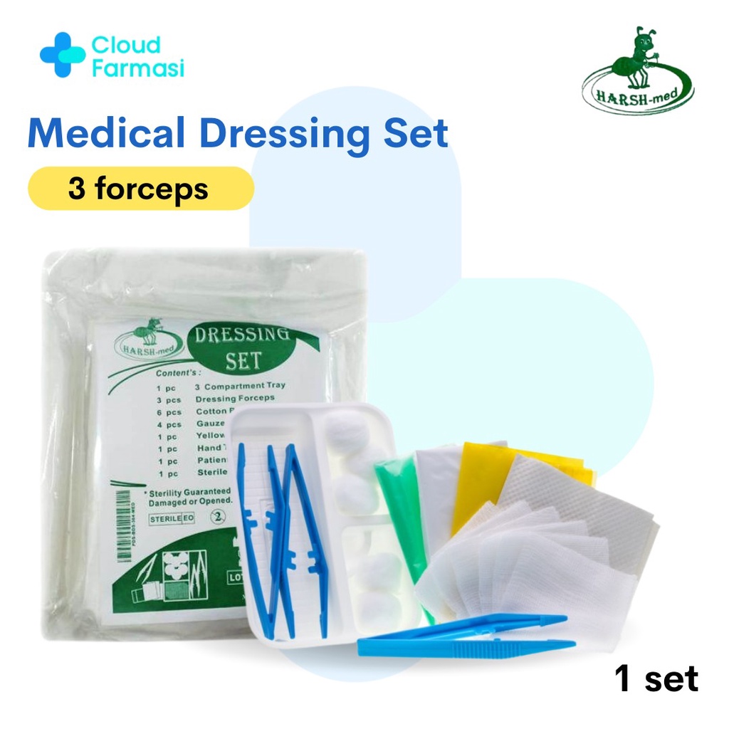 HarshMed Wound Dressing Set with Forceps Sterile Packed Wound Care