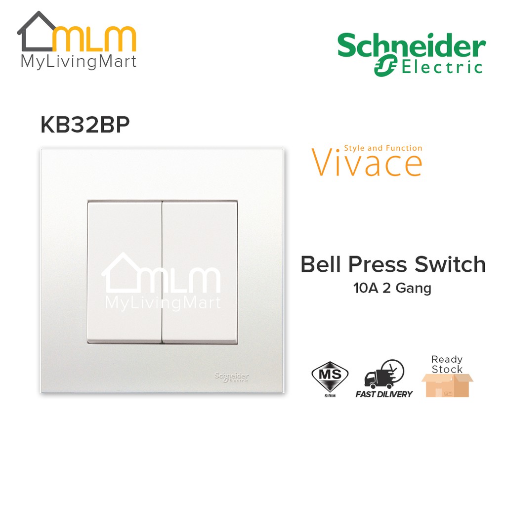 Schneider Vivace 10a 2 Gang Door Bell Press Switch Auto Gate Press Switch White Sirim Shopee 5485