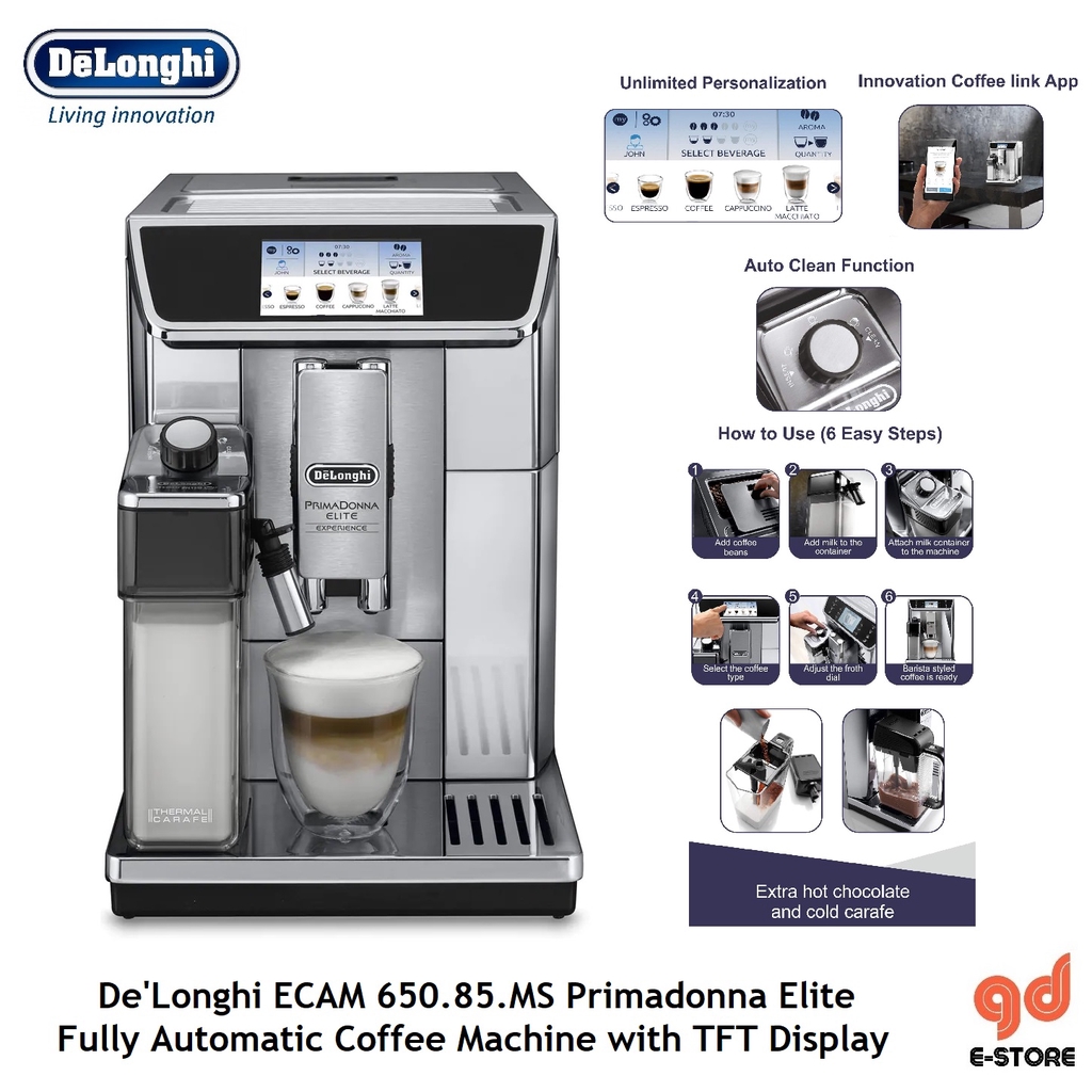 DeLonghi PrimaDonna Elite Experience ECAM650.85.MS Fully Automatic Coffee Machine ECAM65085MS