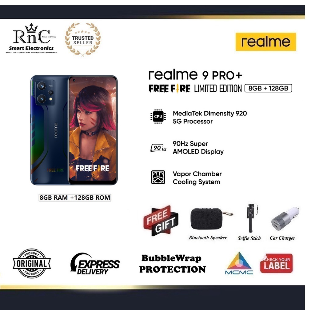 realme Malaysia] realme 9 Pro Plus Free Fire Edition, 8GB + 128GB, Sony  IMX766 OIS Camera, Dimensity 920 - 1 Year realme Malaysia Warranty