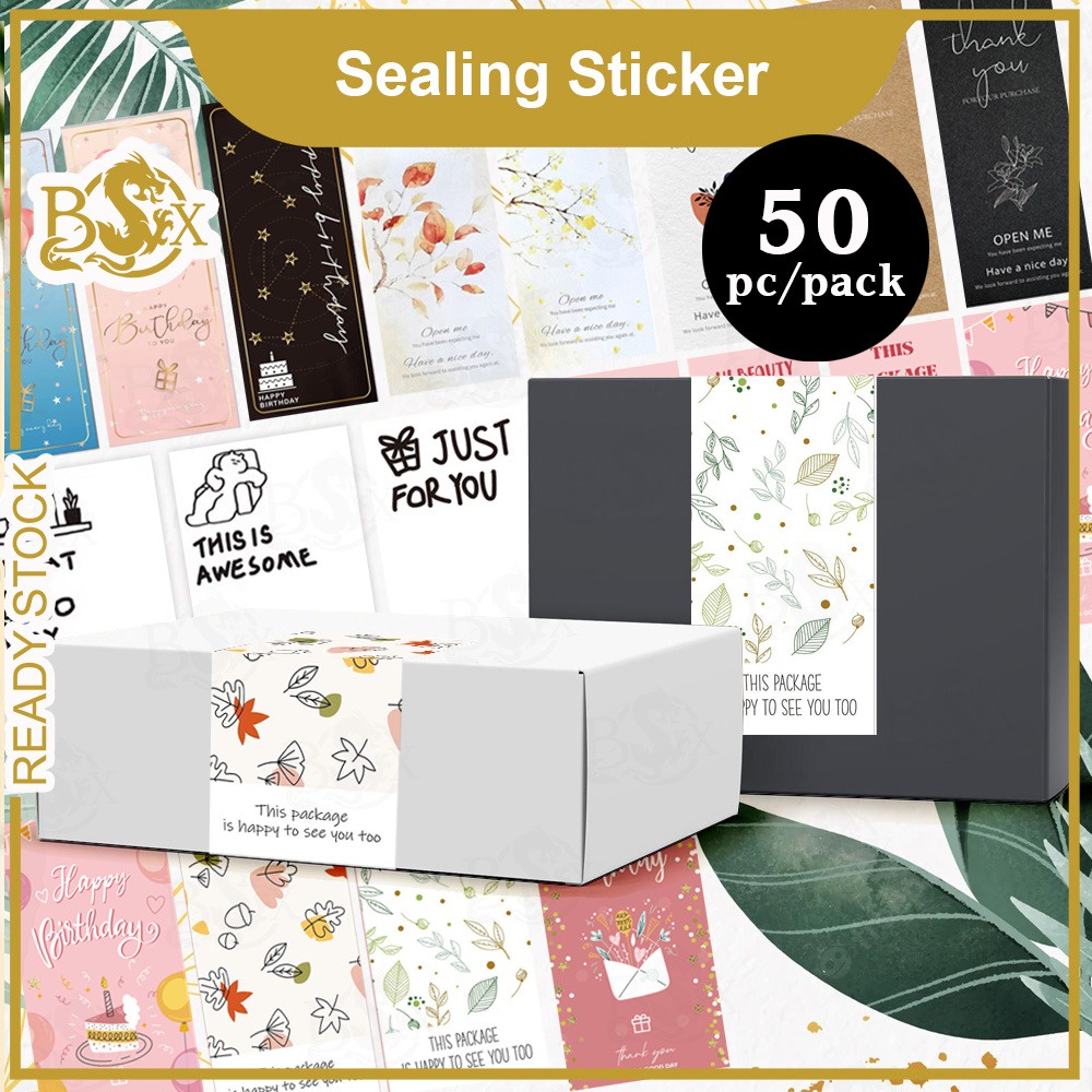 50PCS Sealing Stickers Thank You Sticker Waterproof Rectangle Size ...