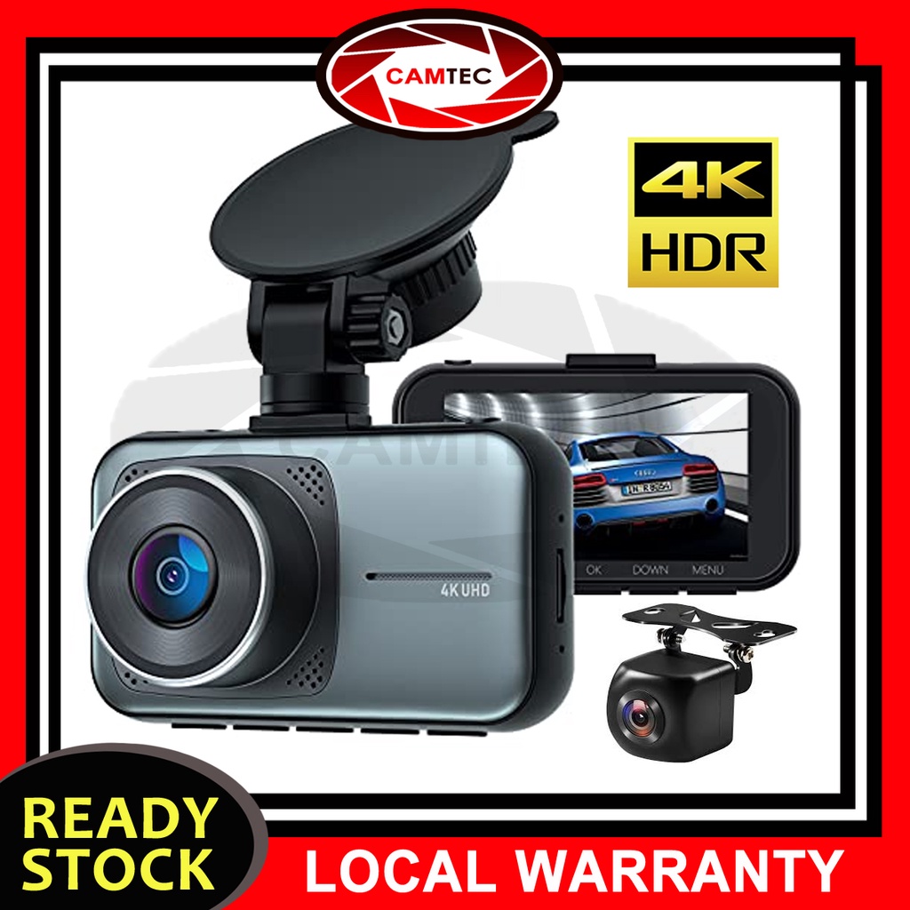 CAMTEC X6 4K Dual Dash Cam for Cars UHD 2160P+1080P Front and Rear Dash