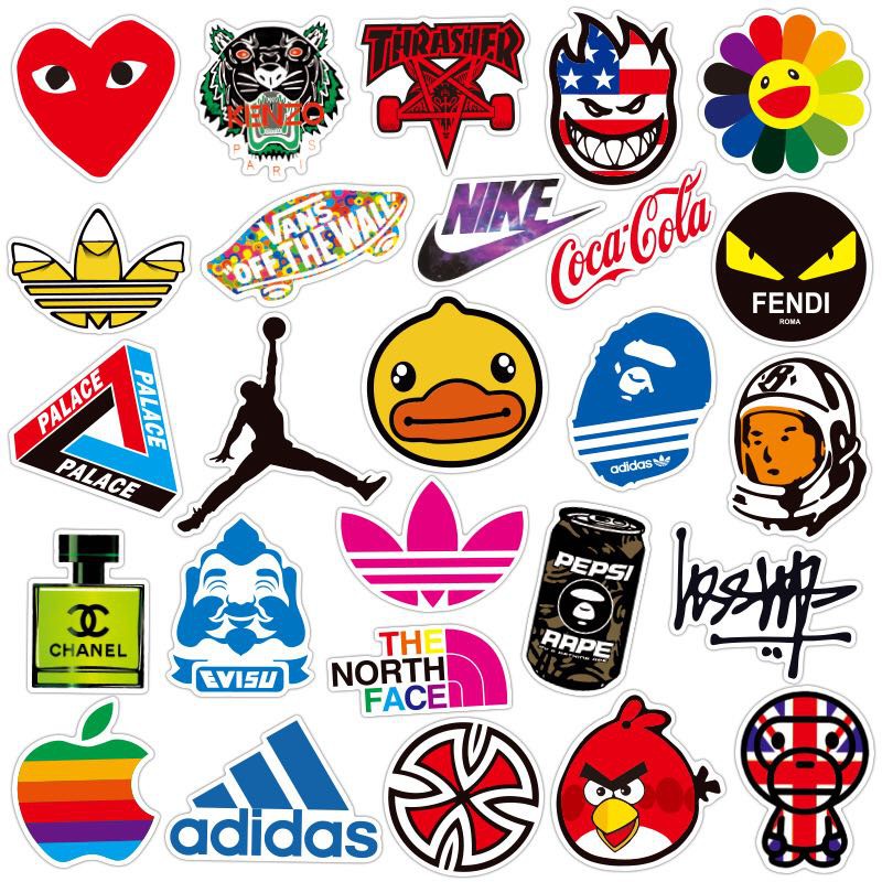 100PCS Cool Fashion Brand Logo Graffiti Stickers Decals Laptop Phone Car  Bike