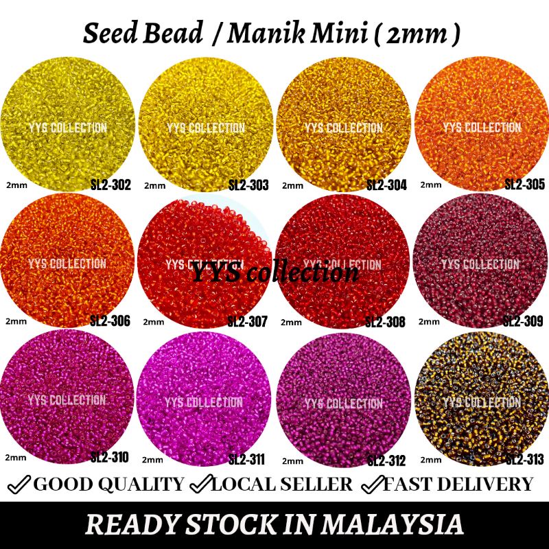 (YYS) Seed Bead 2mm (44colours) / Rice Bead / Manik Mini / Manik Sulam ...