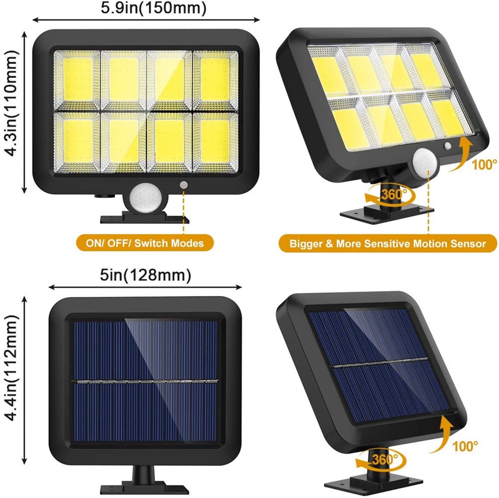 100/ 160COB Solar (5M Cable) Solar Motion Sensor Split Light Outdoor ...