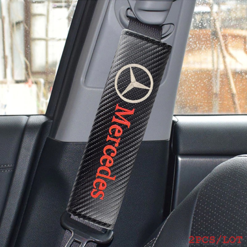 FACTORY PRICE 2pcs Mercedes Benz Car Safety Seat Belt Cover Carbon Fibre w210 w124 w123 c200 glc cla c200 e300 e200 Shopee Malaysia