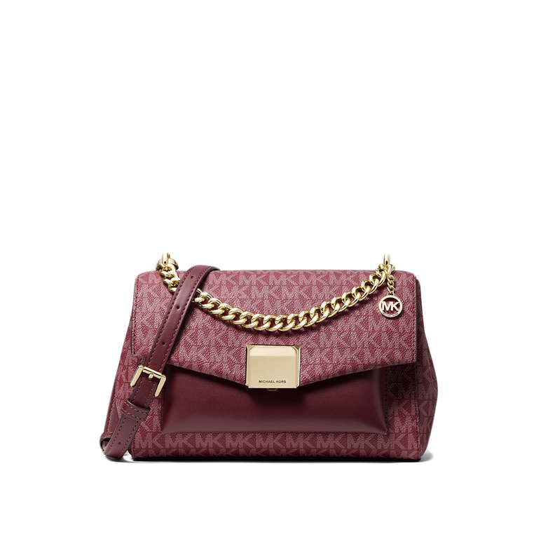 Michael Kors Lita Medium TwoTone Logo Crossbody Bag Merlot Shopee