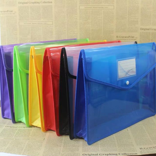 File bag large capacity A4 paper file storage button bag student book ...