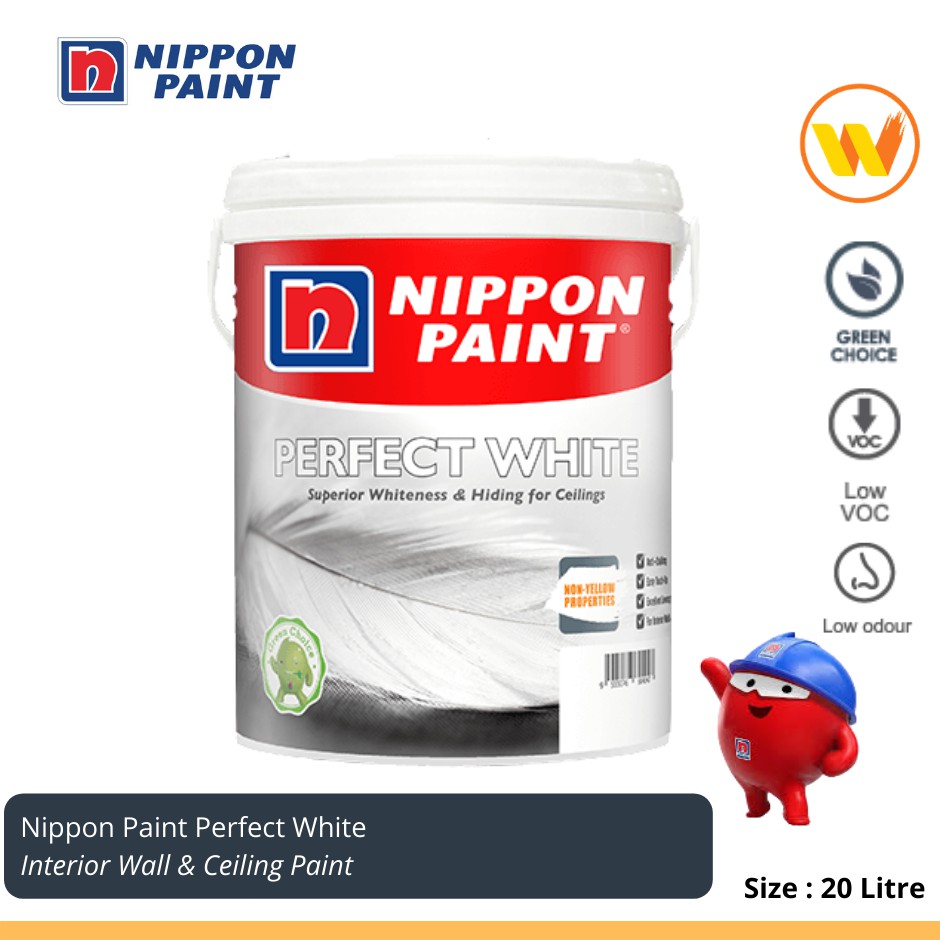 20L Nippon Paint Perfect White ( For Interior Wall & Ceiling) 20L