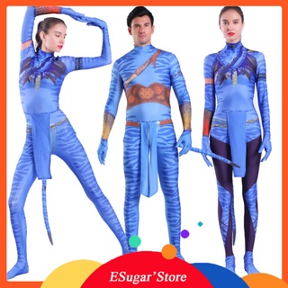 Women Avatar Neytiri Jumpsuit Cosplay Costume 3D Style Carnival Bodysuit  for Adult 