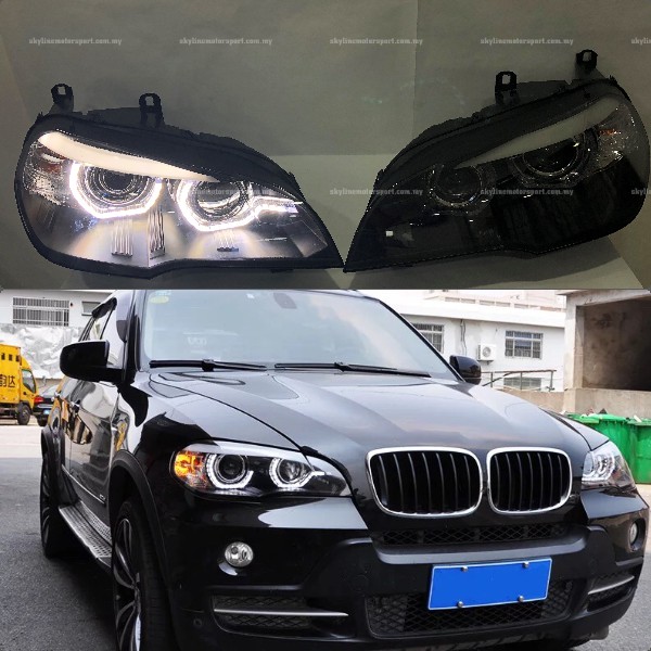 BMW X5 E70 Head Lamp Projector DRL LED Black 2007-2013 | Shopee