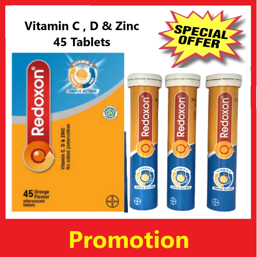 Redoxon Triple Action Orange Vitamin C, D & Zinc 1000mg 45 Tablets /15
