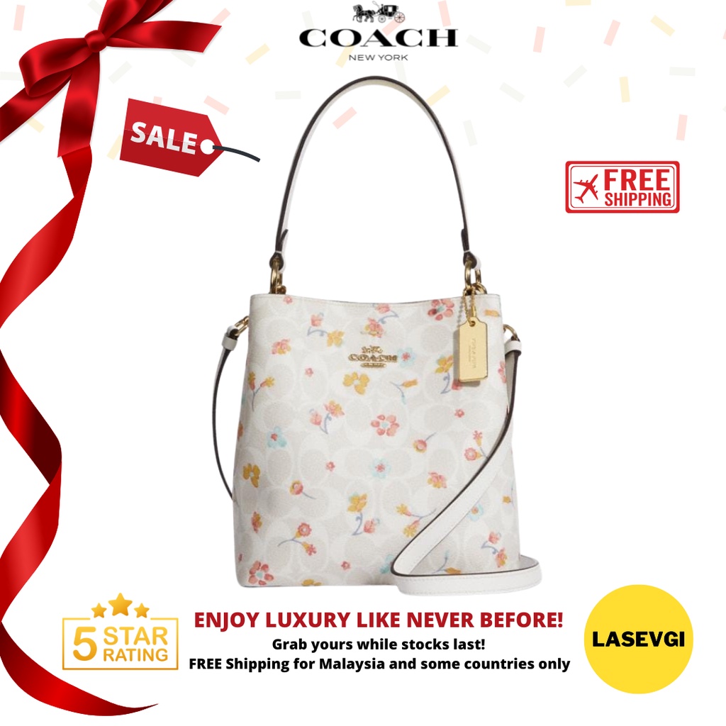 Original Sale! Coach Small Town Bucket bag signature floral dandelion