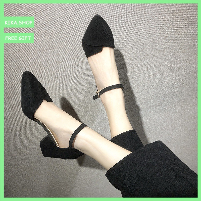 RAYA! Women's Net Red Fairy Style Chunky Heel Shoes2021Summer New ...