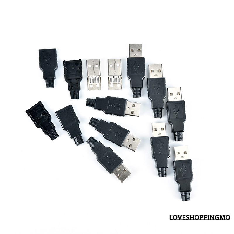 LOVESHOPPINGMO 2/5/10pcs type a usb 4 pin male socket connector plug ...