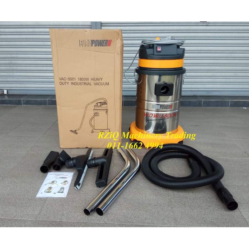 [rziq] Eurox Europower Vac5001 1800w Heavy Duty Wet And Dry Stainless