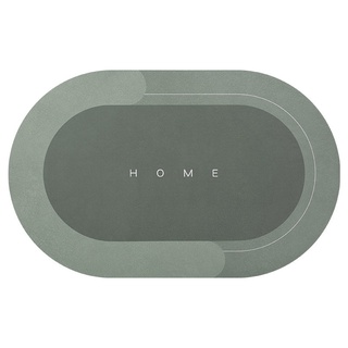 Dark Gray Oval Bath Mat, 45x150cm Super Absorbent Floor Mat, Quick