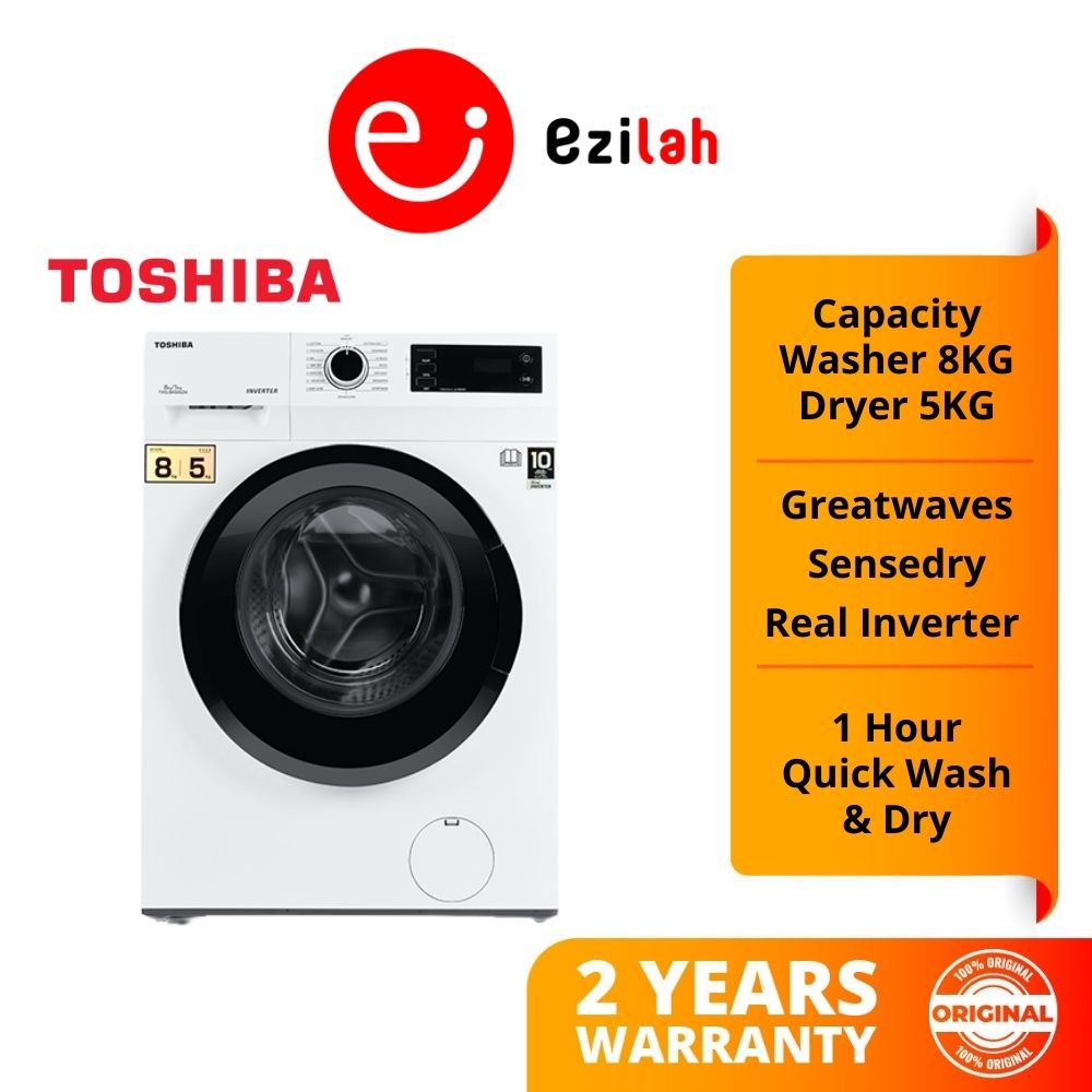 Toshiba Washer Dryer 8KG/5KG Real Inverter Front Load Washer Dryer
